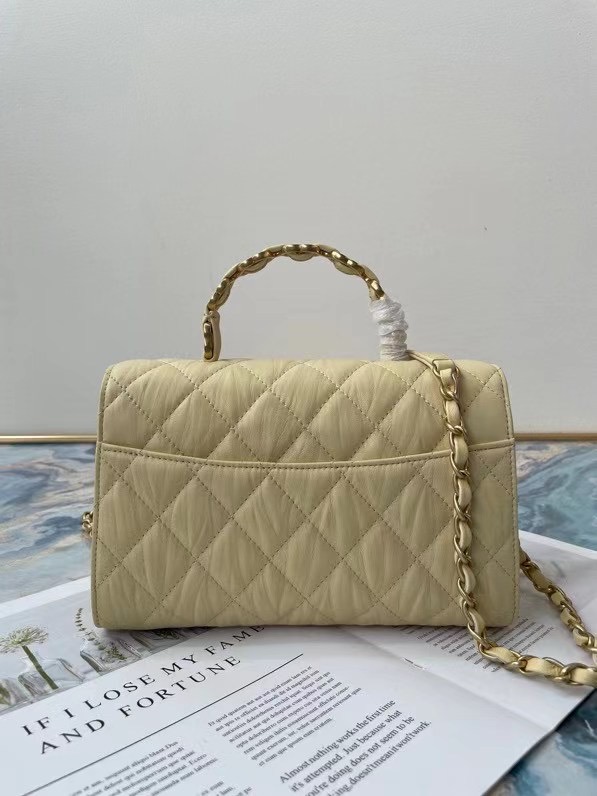 Chanel mini flap bag with top handle AS2478 Cream