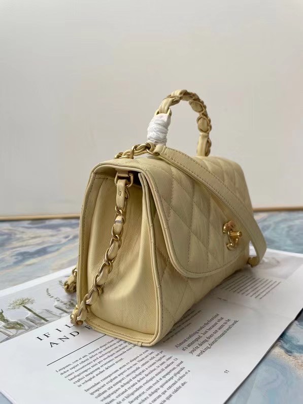 Chanel mini flap bag with top handle AS2478 Cream