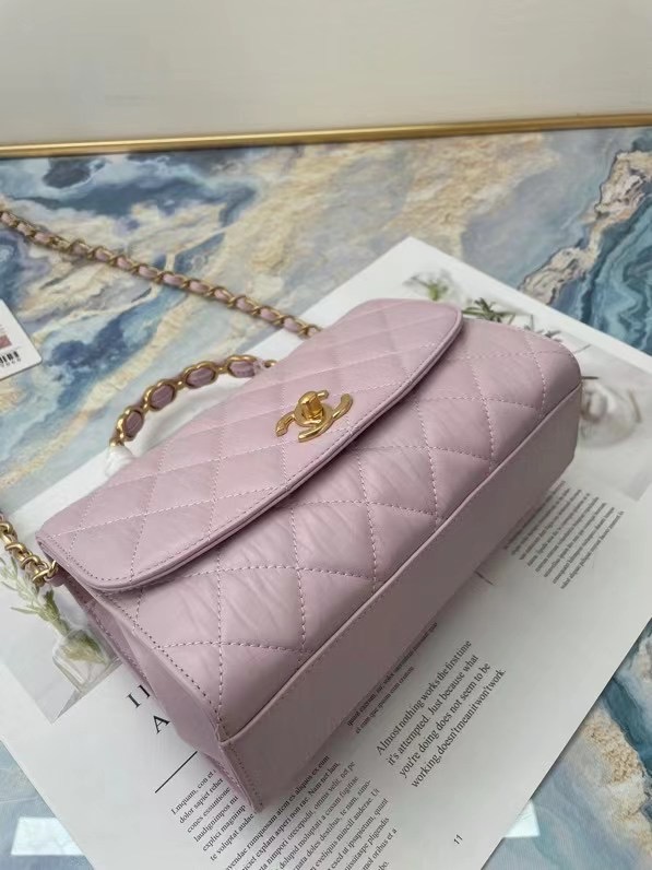 Chanel mini flap bag with top handle AS2478 purple