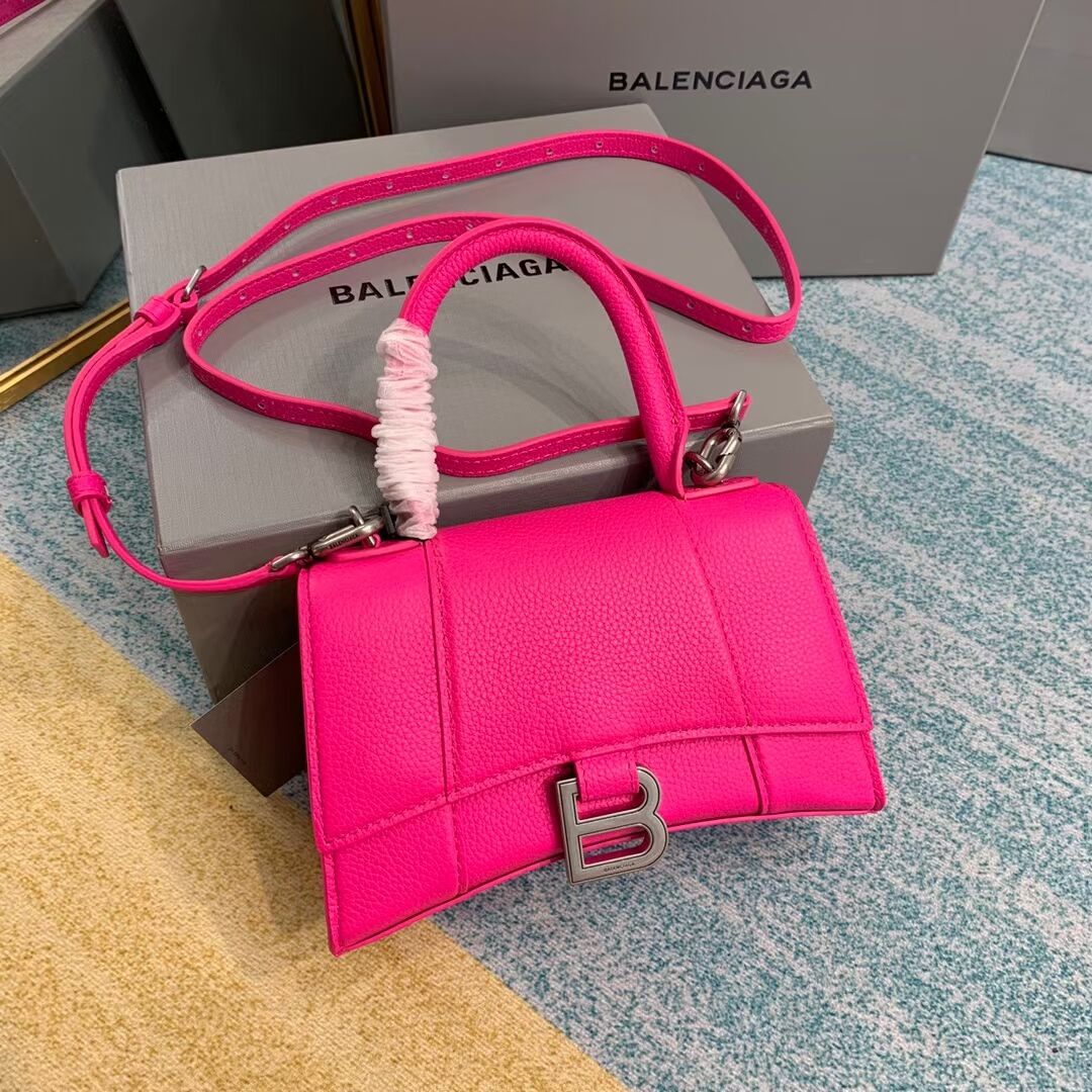 Balenciaga HOURGLASS XS TOP HANDLE BAG Grained calsfkin B108896  neon pink