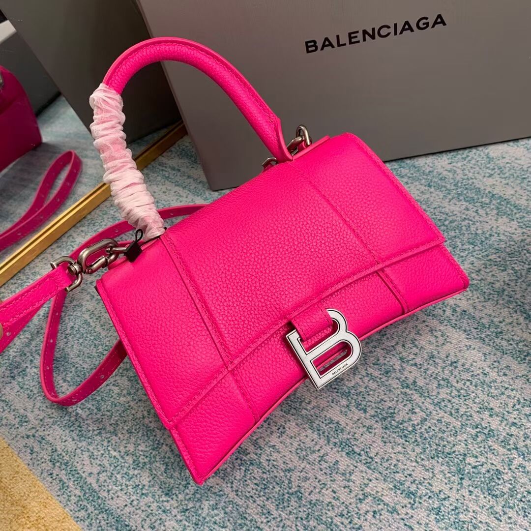 Balenciaga HOURGLASS XS TOP HANDLE BAG Grained calsfkin B108896  neon pink