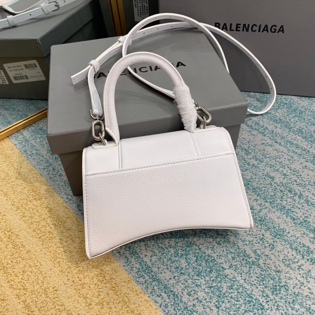 Balenciaga HOURGLASS XS TOP HANDLE BAG Grained calsfkin B108896 white