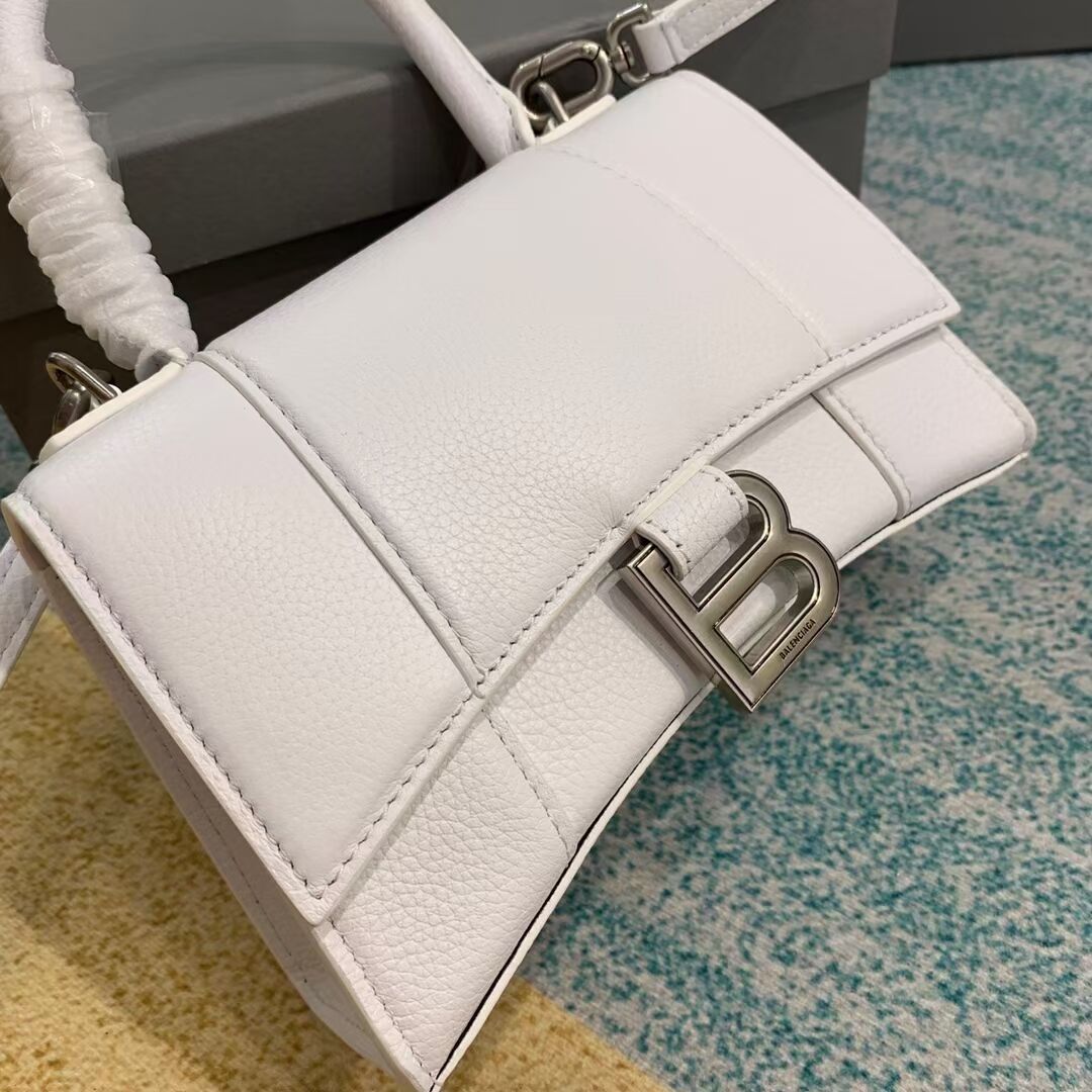 Balenciaga HOURGLASS XS TOP HANDLE BAG Grained calsfkin B108896 white