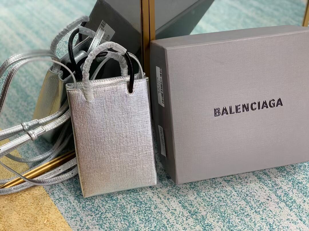 Balenciaga Original Leather Mini Shopper Bag B152865 Silver