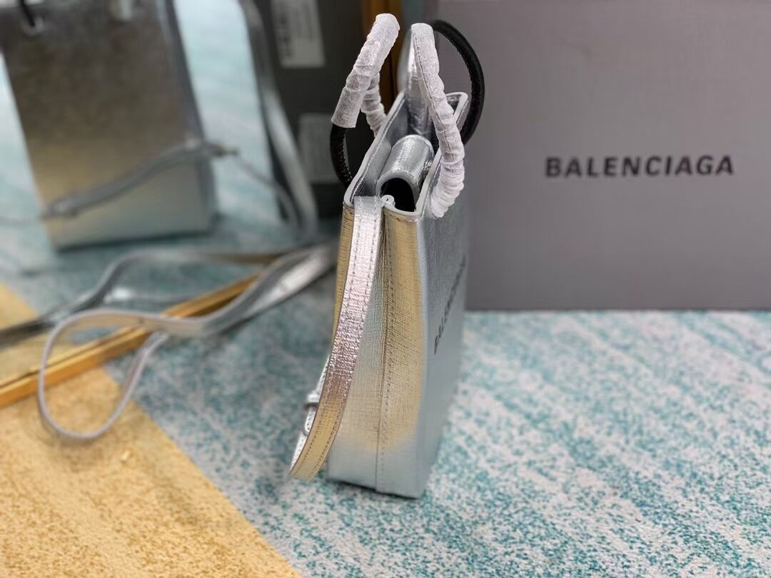 Balenciaga Original Leather Mini Shopper Bag B152865 Silver