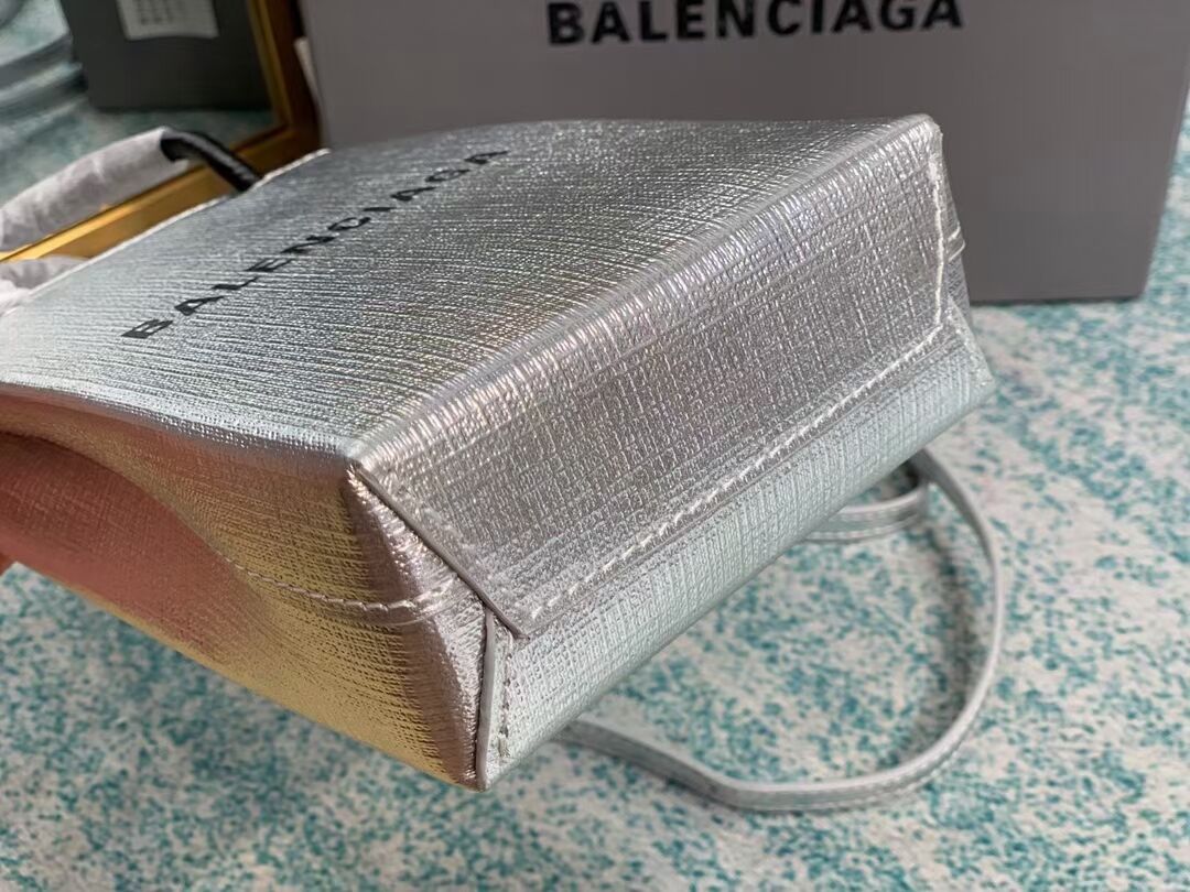 Balenciaga Original Leather Mini Shopper Bag B152865 Silver