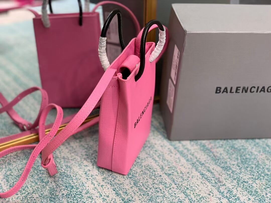 Balenciaga Original Leather Mini Shopper Bag B152865 pink&black