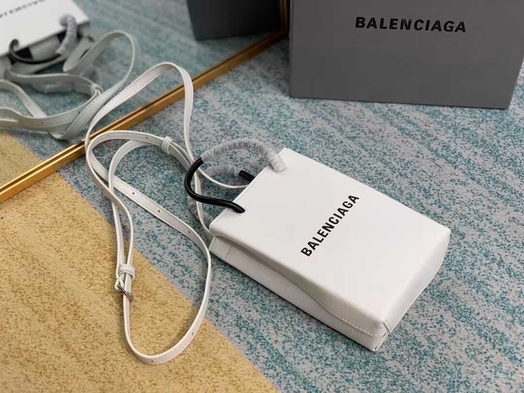 Balenciaga Original Leather Mini Shopper Bag B152865 white&black