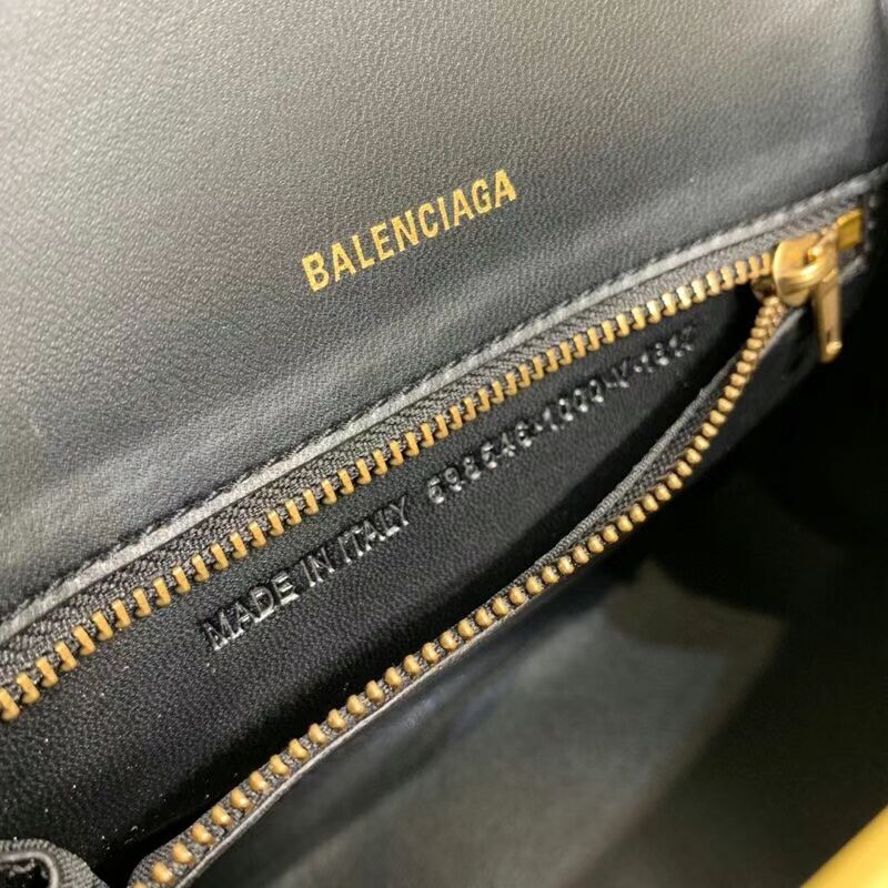 Balenciaga HOURGLASS SMALL TOP HANDLE BAG crocodile embossed calfskin B108895E gold