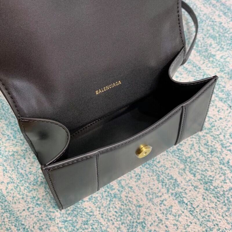 Balenciaga Hourglass XS Top Handle Bag shiny box calfskin 28331 black