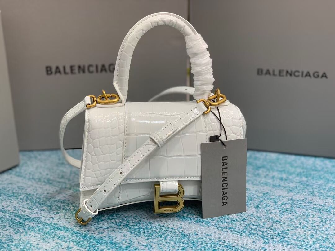 Balenciaga Hourglass XS Top Handle Bag 28331S white