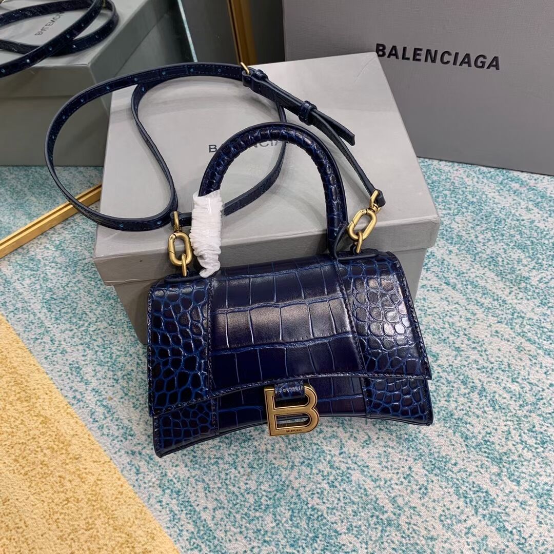 Balenciaga Hourglass XS Top Handle Bag 28331S dark blue