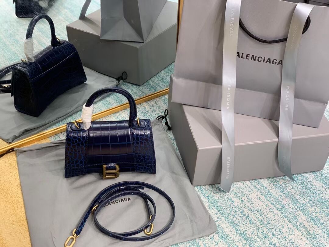 Balenciaga Hourglass XS Top Handle Bag 28331S dark blue