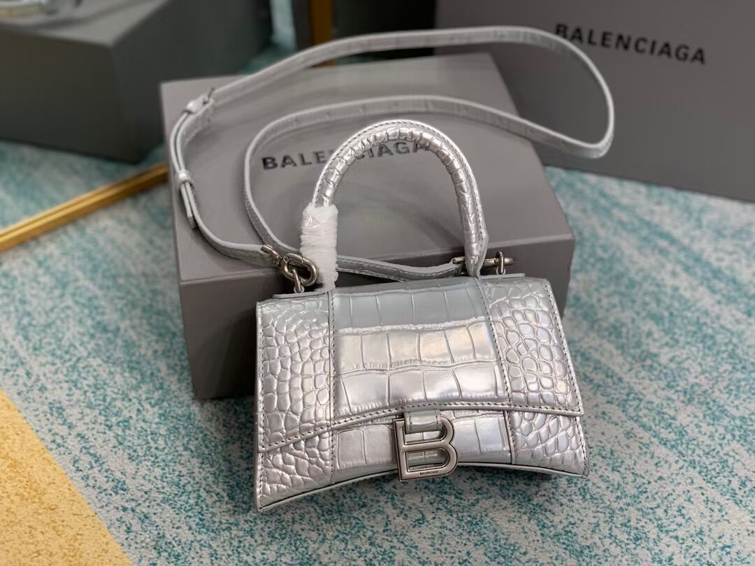 Balenciaga Hourglass XS Top Handle Bag 28331S silver