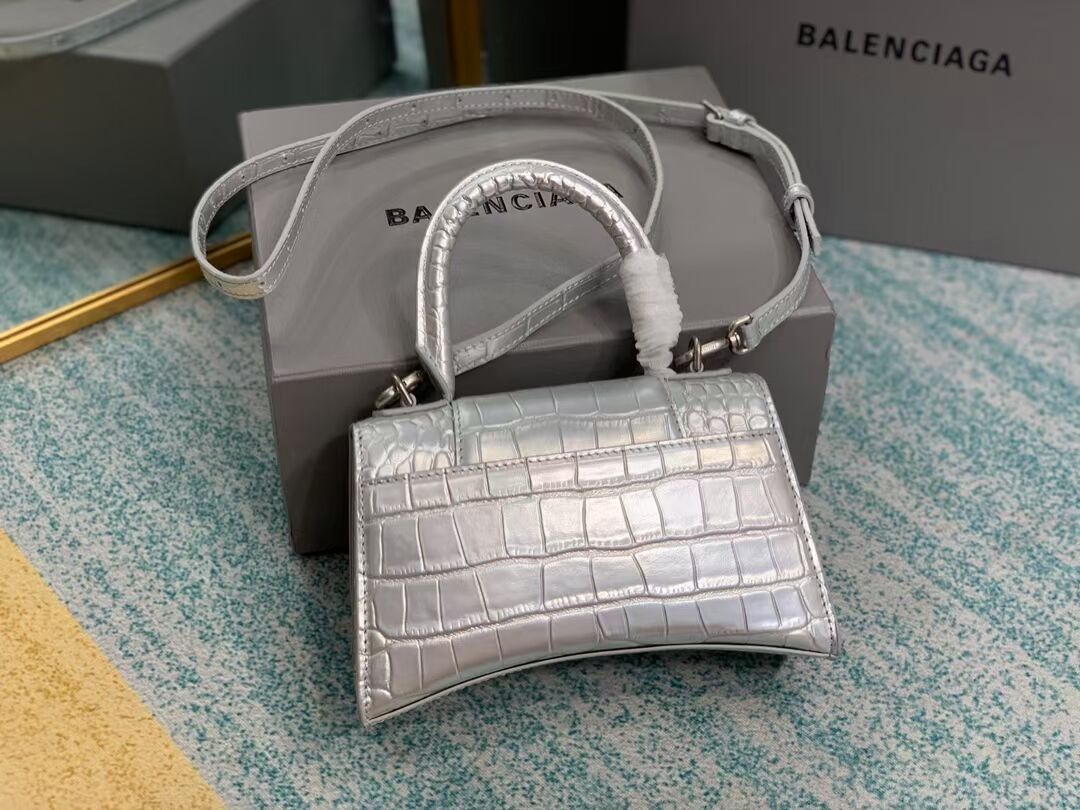 Balenciaga Hourglass XS Top Handle Bag 28331S silver