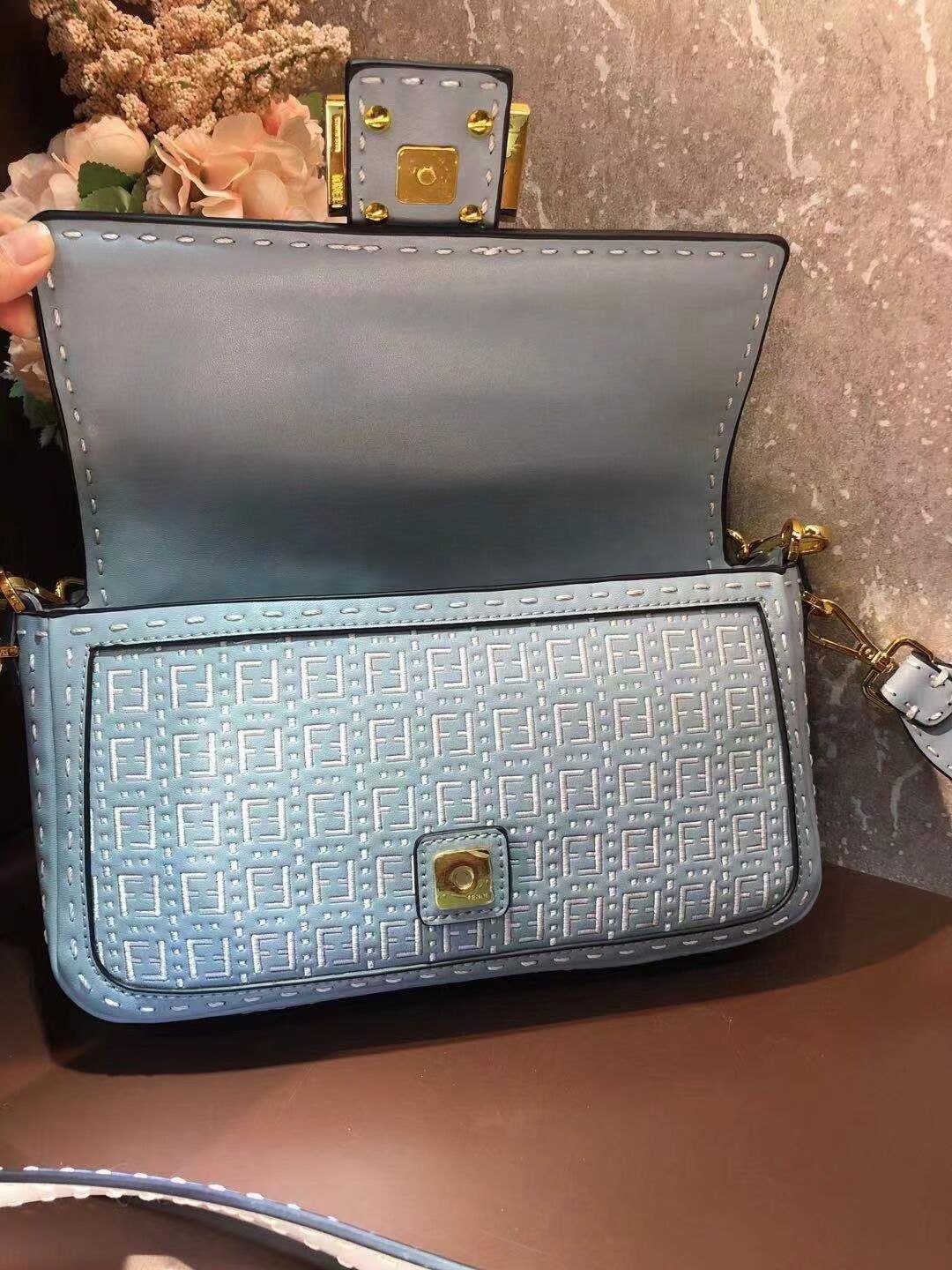 FENDI BAGUETTE Bag F1520 light blue