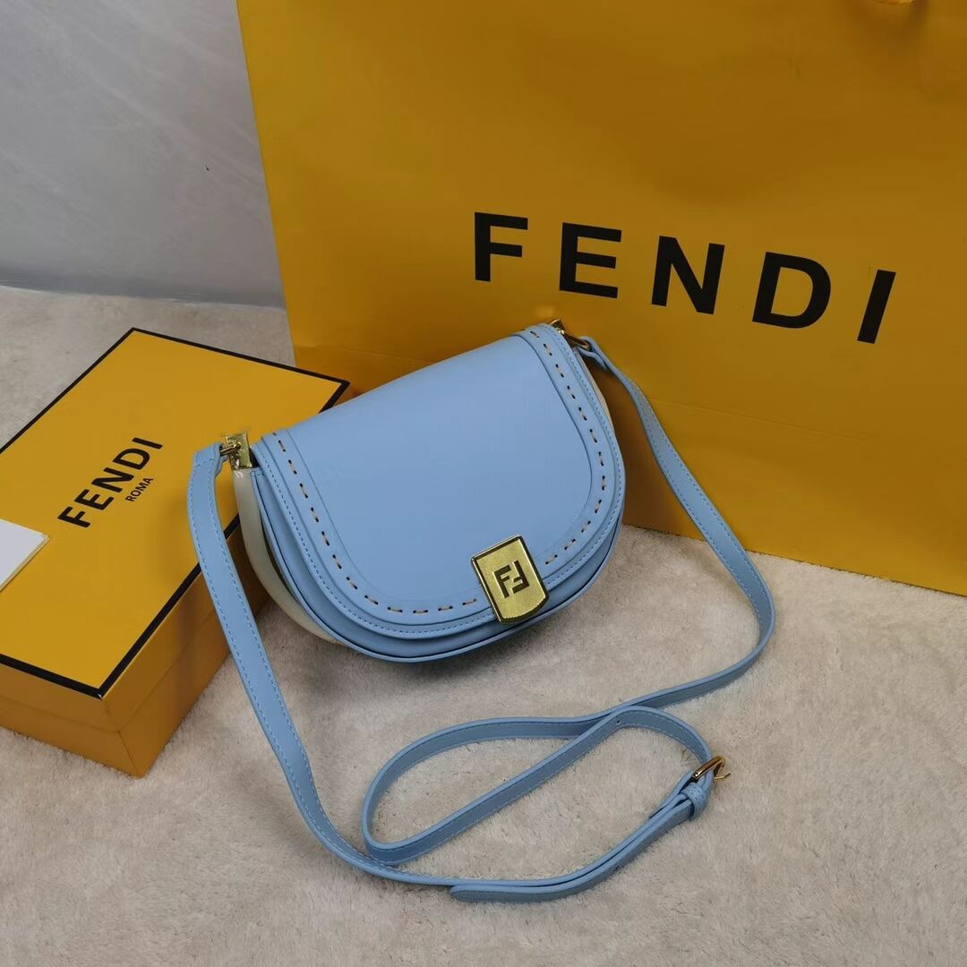 FENDI MOONLIGHT leather bag 8BT346A light blue