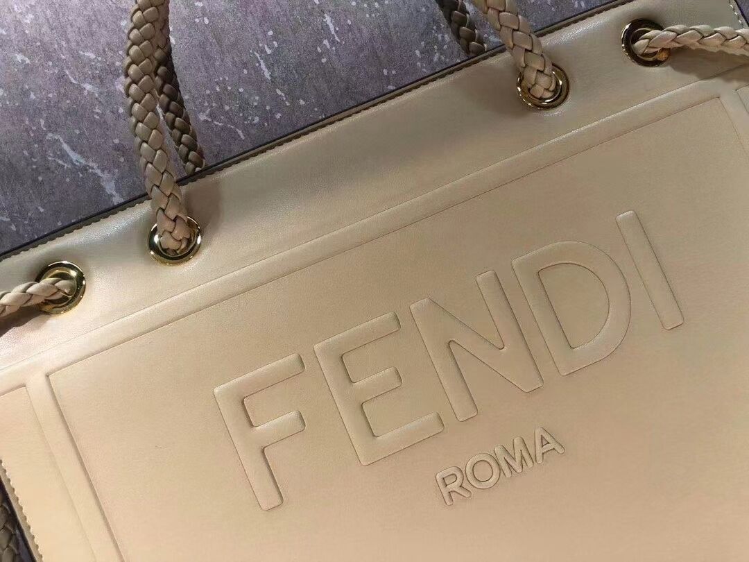 FENDI PACK MEDIUM SHOPPING BAG leather bag F1508 beige