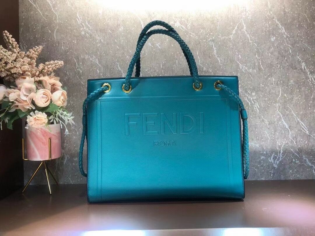 FENDI PACK MEDIUM SHOPPING BAG leather bag F1508 blue