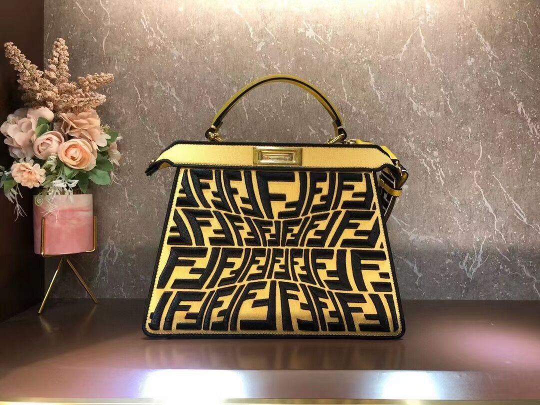 FENDI PEEKABOO ICONIC ESSENTIALLY leather bag F1516 yellow