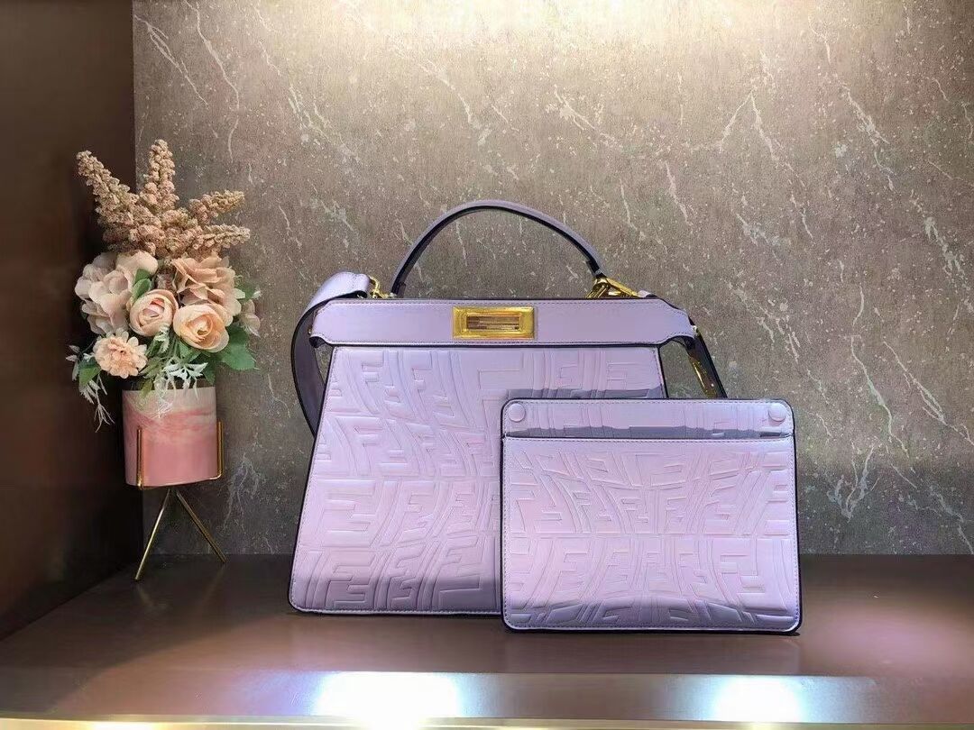 FENDI PEEKABOO ICONIC ESSENTIALLY leather bag F1519 Lavender 