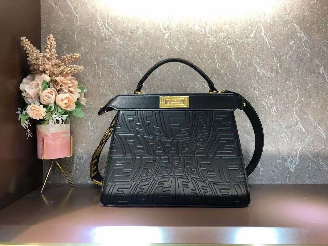 FENDI PEEKABOO ICONIC ESSENTIALLY leather bag F1519 black