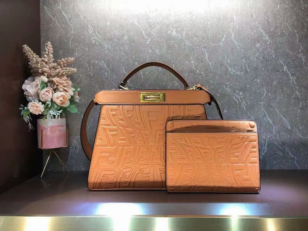 FENDI PEEKABOO ICONIC ESSENTIALLY leather bag F1519 orange