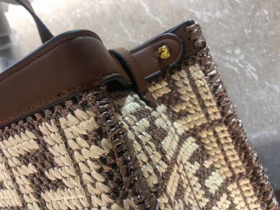 FENDI PEEKABOO X-TOTE FF raffia bag 8BH374A brown