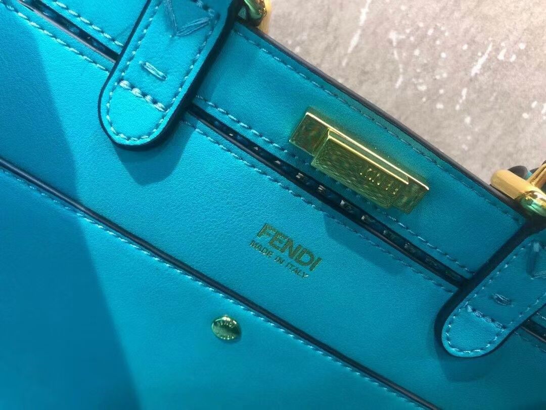 FENDI PEEKABOO X-TOTE FF raffia bag 8BH374A light blue