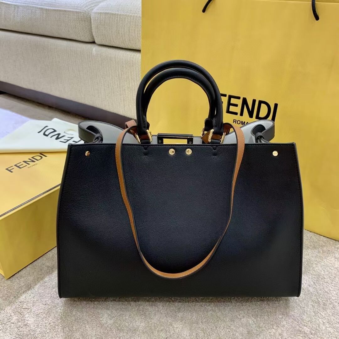 FENDI PEEKABOO X-TOTE leather bag F1527 black