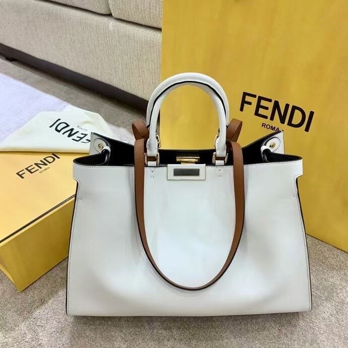 FENDI PEEKABOO X-TOTE leather bag F1527 white