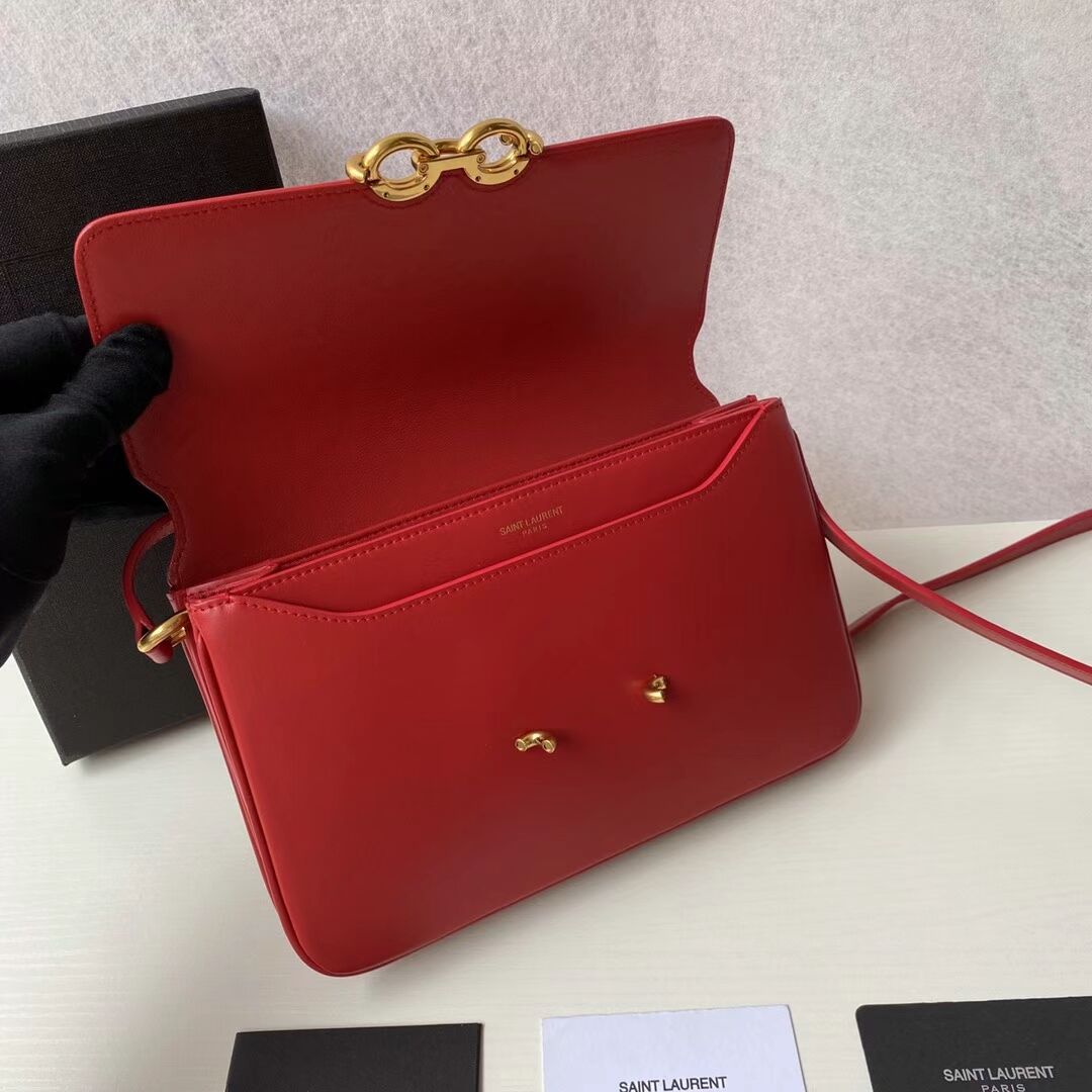 YSL LE MAILLON SATCHEL IN SMOOTH LEATHER 6497952 red