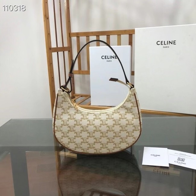 Celine AVA BAG IN TRIOMPHE CANVAS AND CALFSKIN 193952 WHITE