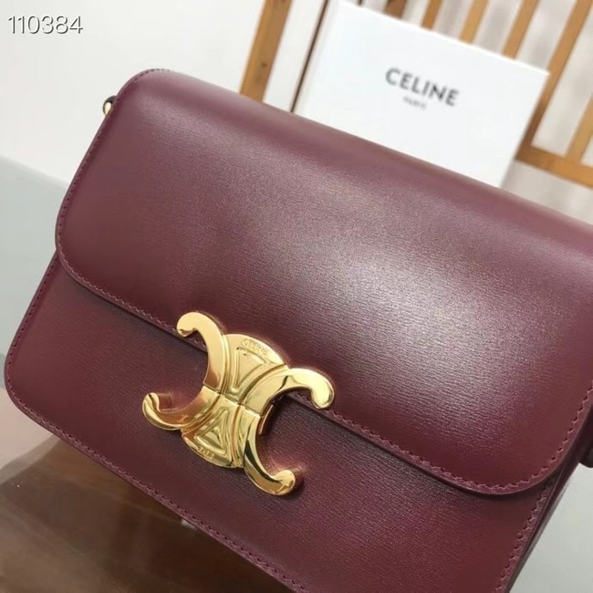 Celine TEEN TRIOMPHE BAG IN SHINY CALFSKIN MINERAL 188423 Burgundy