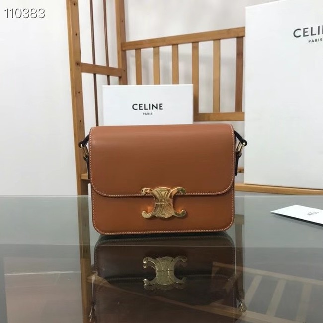 Celine TEEN TRIOMPHE BAG IN SHINY CALFSKIN MINERAL 188423 brown