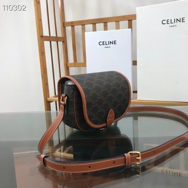 Celine TRIOMPHE SHOULDER BAG IN TRIOMPHE CANVAS AND CALFKSIN 191502 black