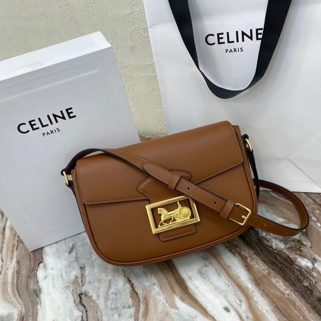 Celine TEEN TRIOMPHE BAG IN SHINY CALFSKIN MINERAL 195302 brown