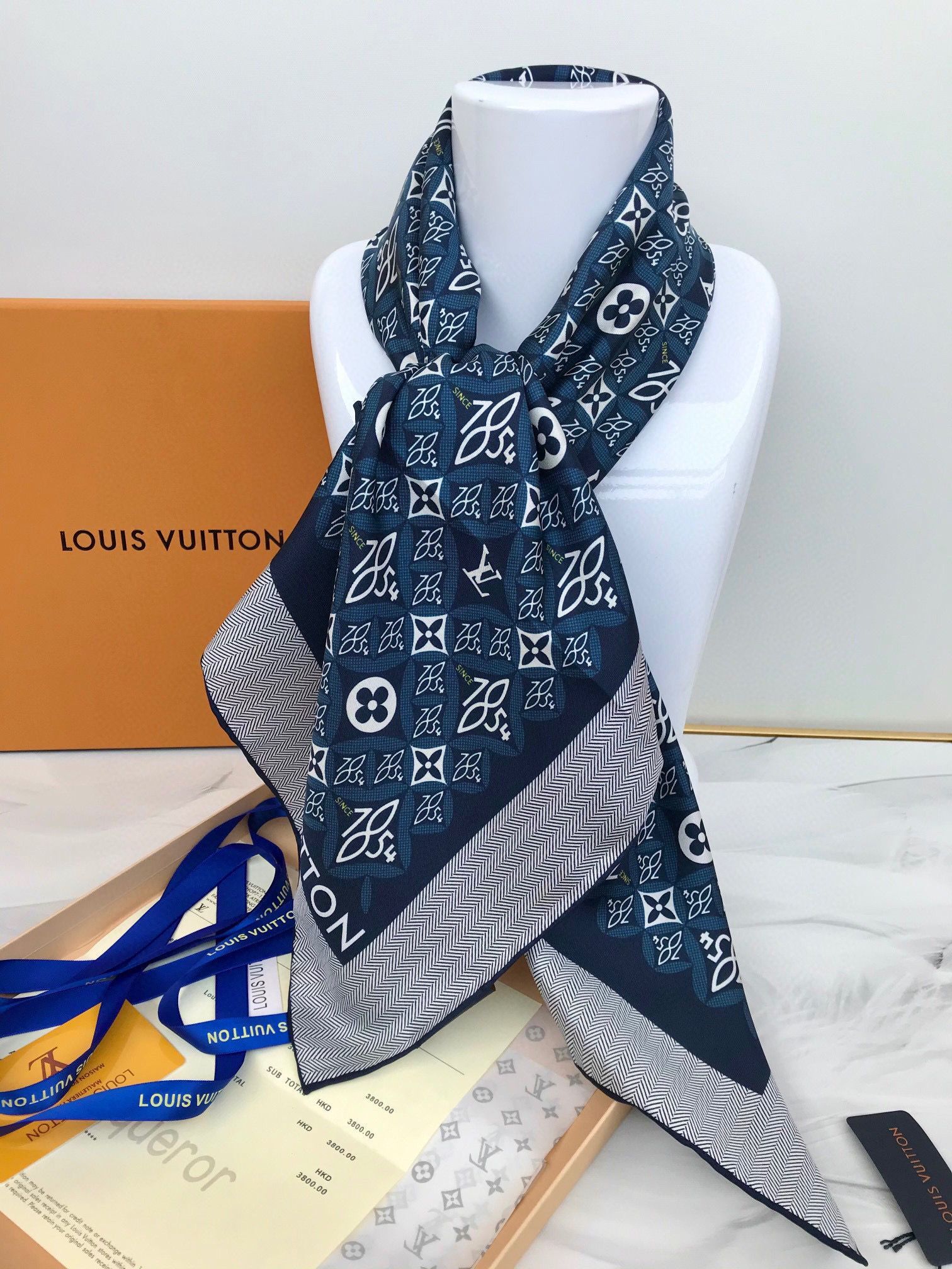 Louis Vuitton Silk Scarf M76781 Dark Blue