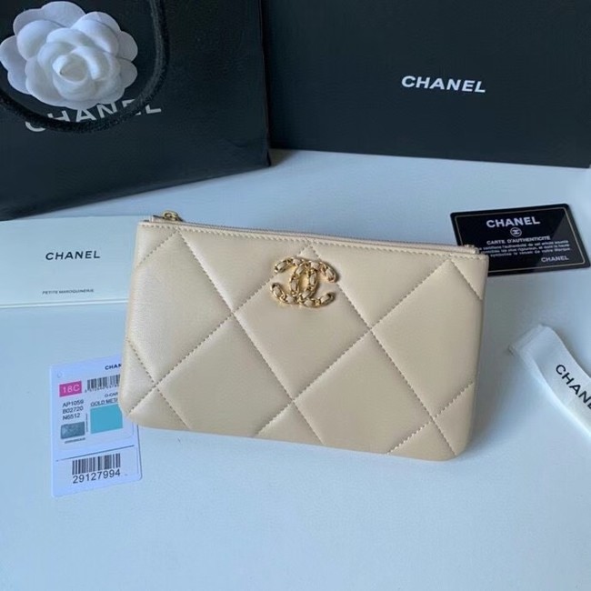 CHANEL 19 Sheepskin Original Leather Carry on bag AP1059 cream