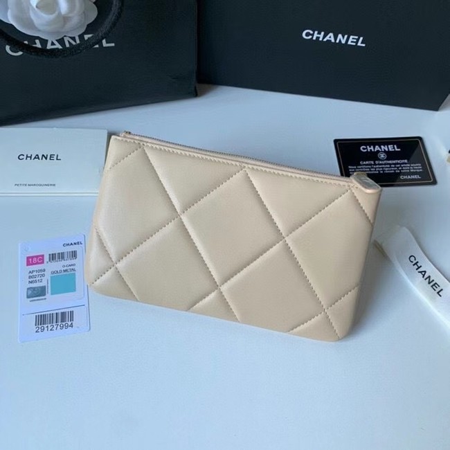 CHANEL 19 Sheepskin Original Leather Carry on bag AP1059 cream