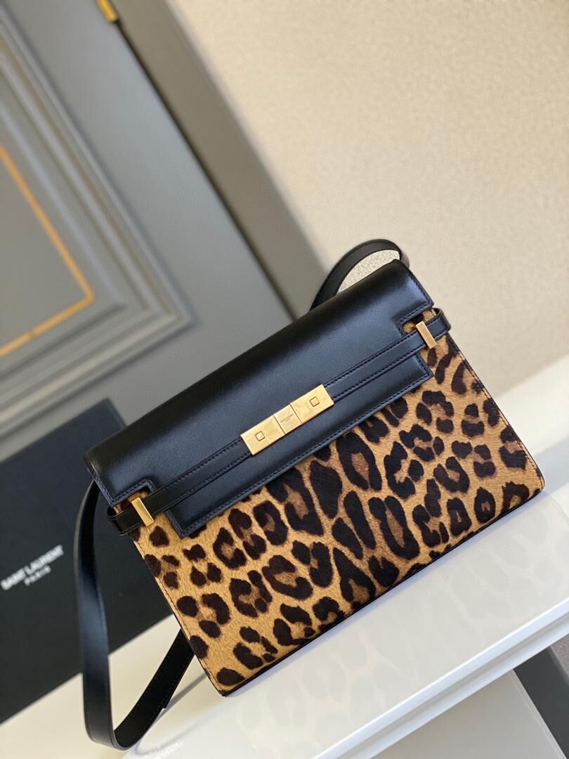 Yves Saint Laurent Original Leopard Leather Y23698 Black