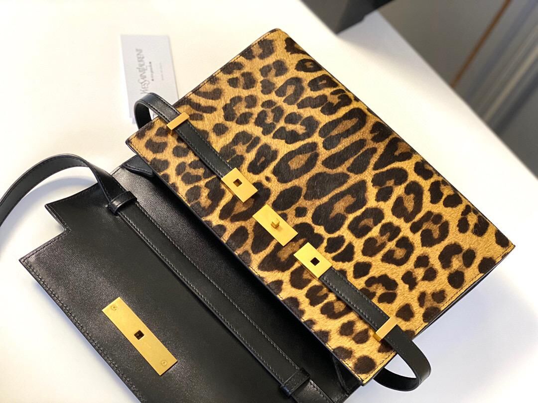 Yves Saint Laurent Original Leopard Leather Y23698 Black