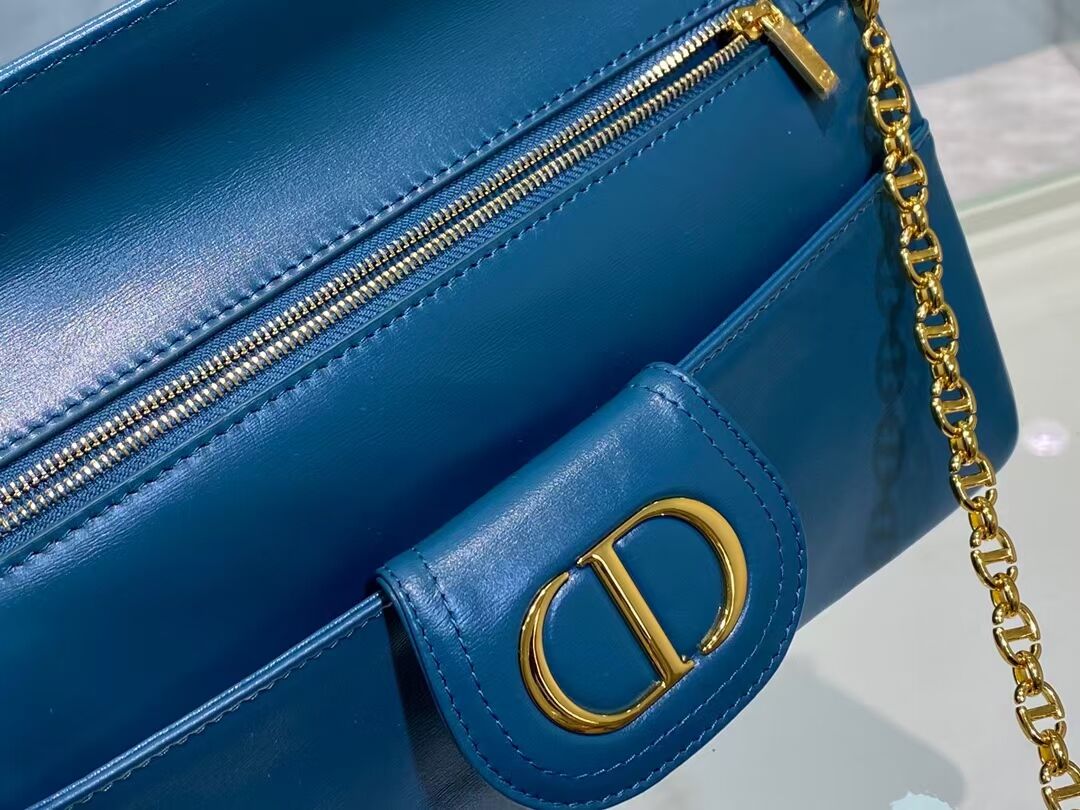 DIOR MEDIUM DIORDOUBLE BAG Gradient Calfskin M8641U Deep Ocean Blue Smooth