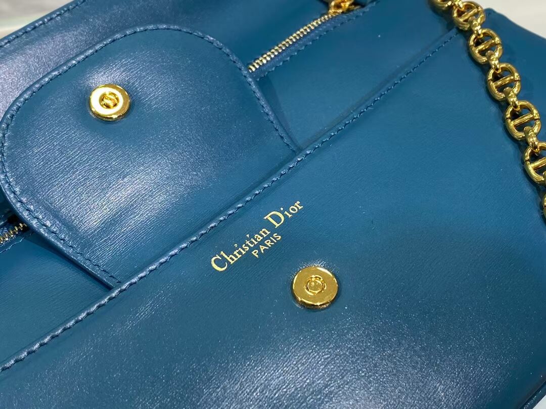 DIOR MEDIUM DIORDOUBLE BAG Gradient Calfskin M8641U Deep Ocean Blue Smooth