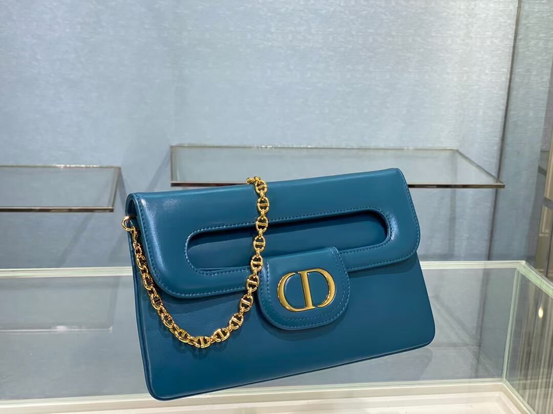 DIOR MEDIUM DIORDOUBLE BAG Gradient Calfskin M8641U Deep Ocean Blue Smooth