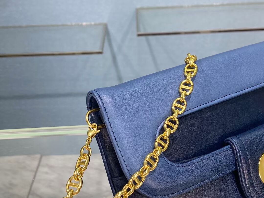 DIOR MEDIUM DIORDOUBLE BAG Gradient Calfskin M8641U Indigo Blue