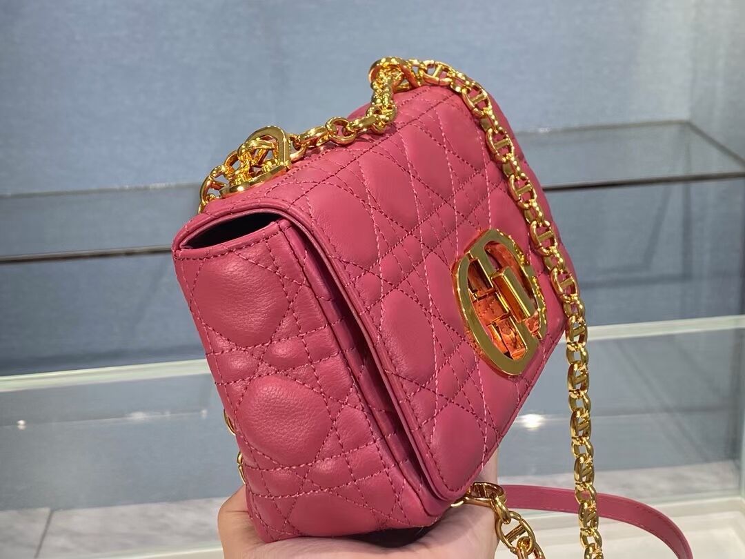 Dior SMALL DIOR CARO BAG Soft Cannage Calfskin M9241 rose