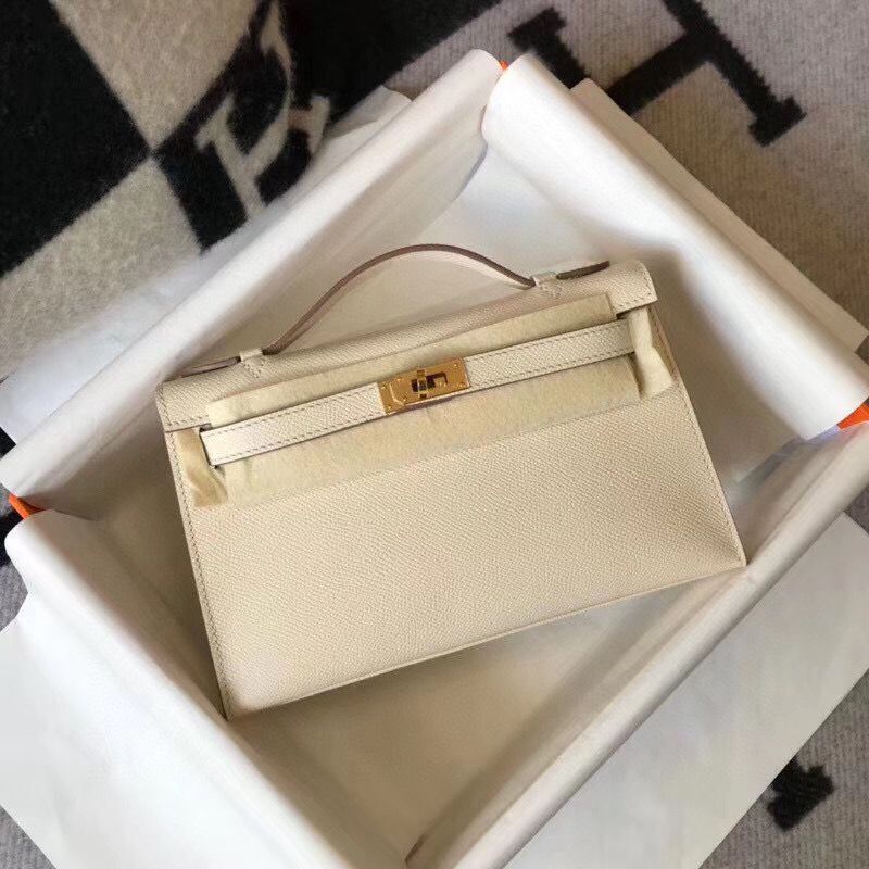 Hermes Kelly 22cm Handle Bag Epsom Leather KL22 Cream