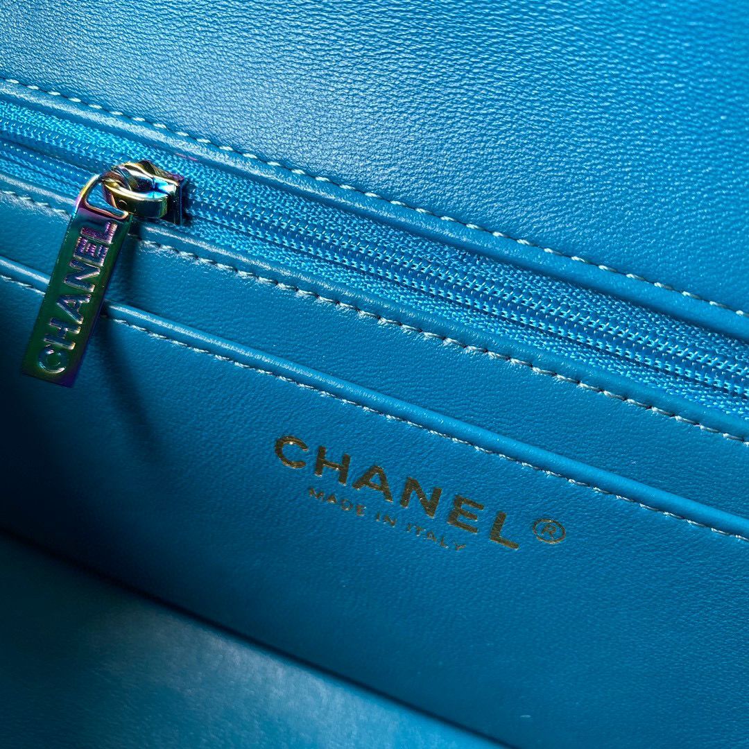 Chanel Classic Flap Shoulder Bag Original Sheepskin leather Colors Buckle A01116 Green&Blue