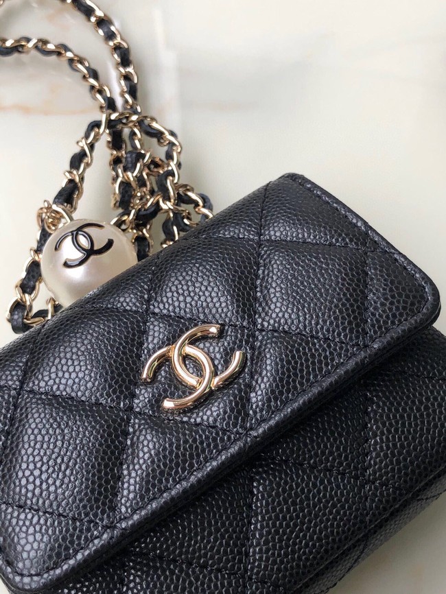 Chanel flap coin purse with chain AP2119 black